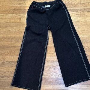 Vintage Havana Black track style Wide-Leg Pants with White detail